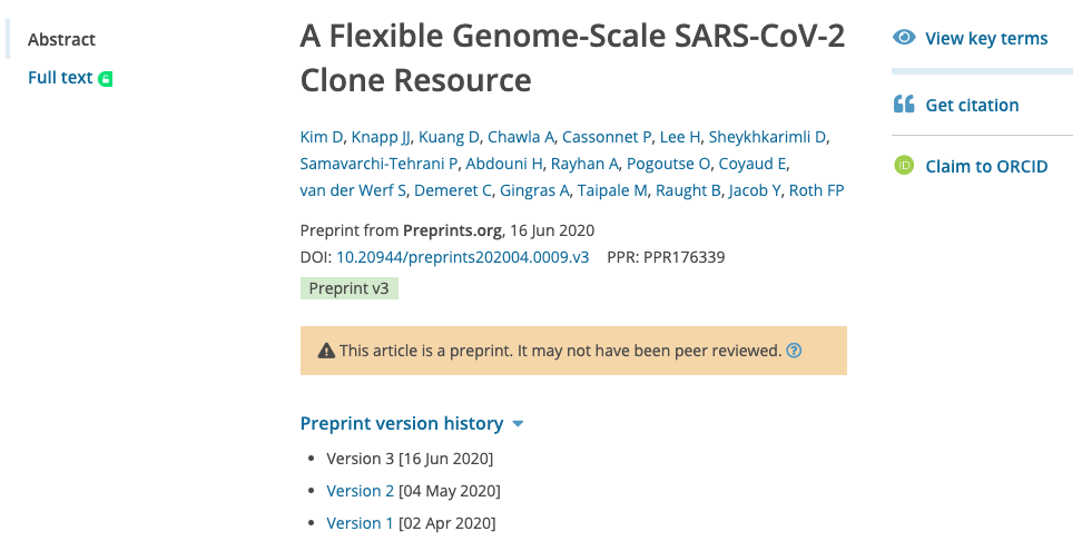 Preprint search results